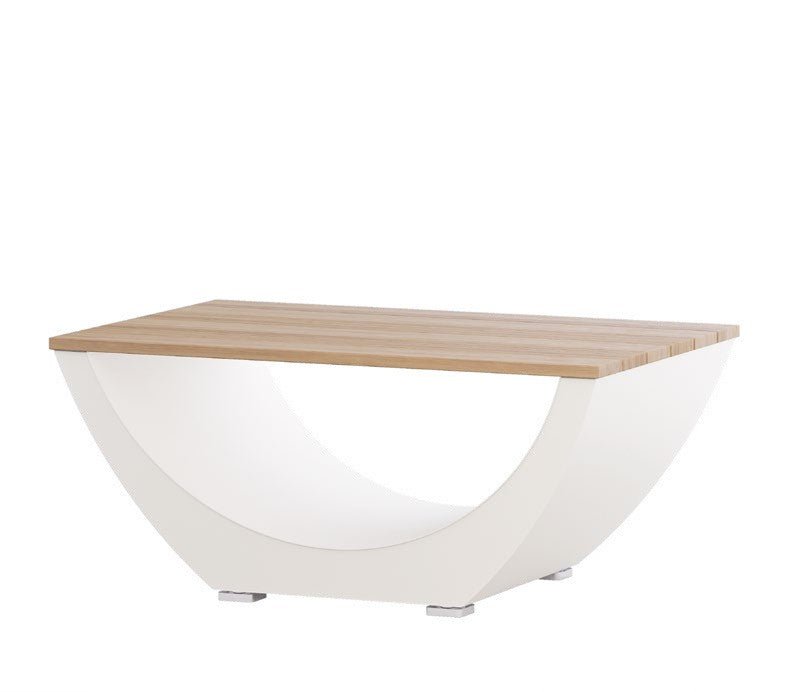 NARIE Outdoor Couchtisch – Gartentisch aus Iroko mit Alu-Gestell – online kaufen - Wurzelwerk Design