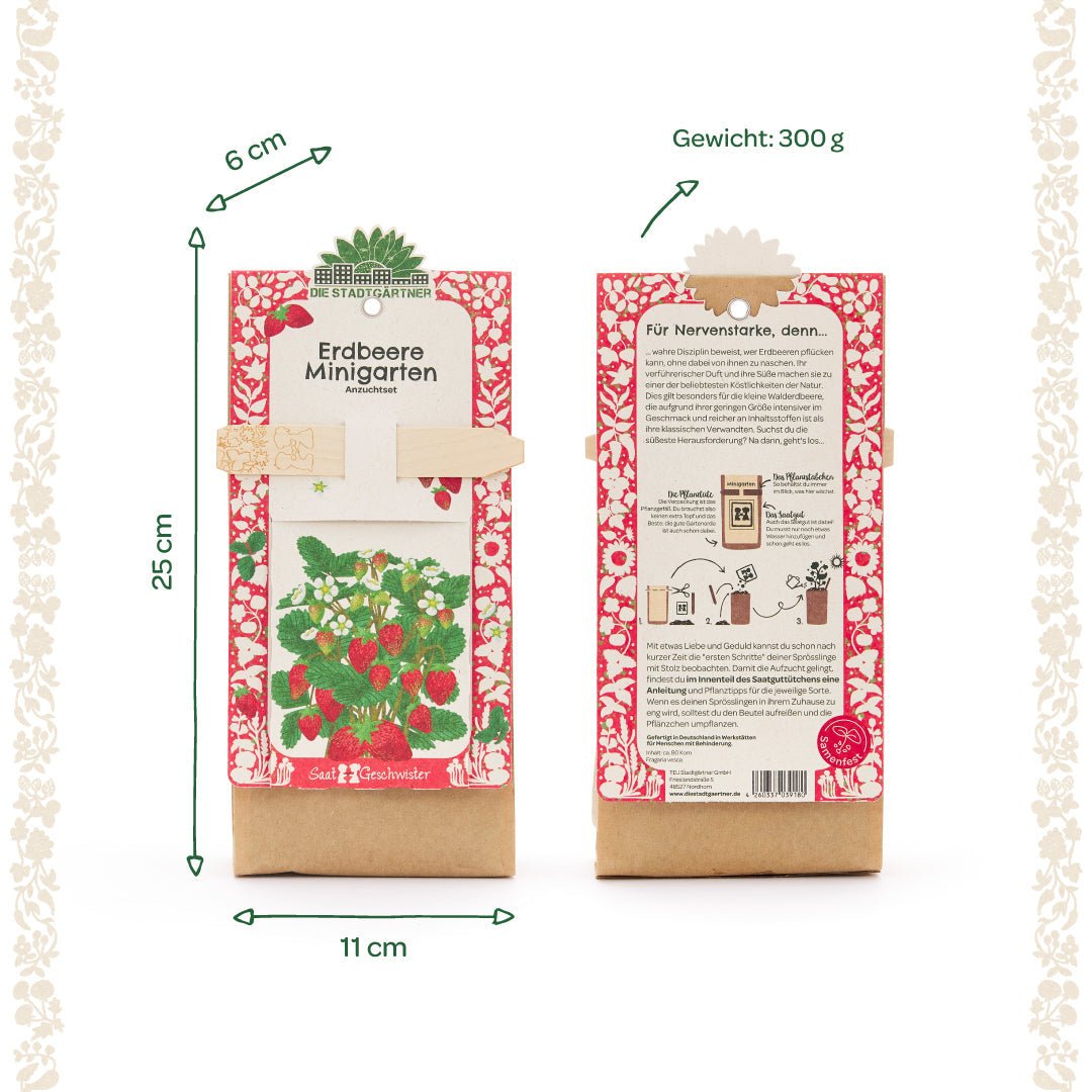 Anzuchtset – Minigarten Erdbeeren - Wurzelwerk Design