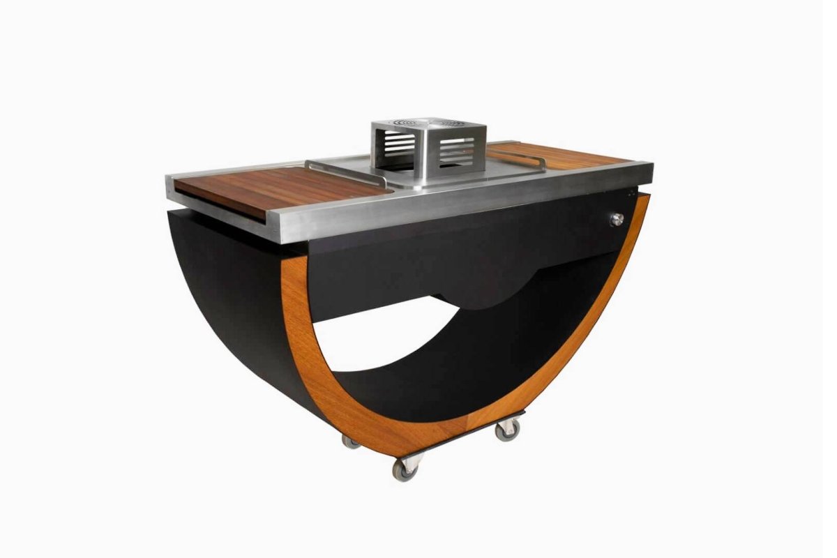 NARIE Outdoor-Küche aus Edelstahl und Holz mit Plancha – online kaufen - Wurzelwerk Design