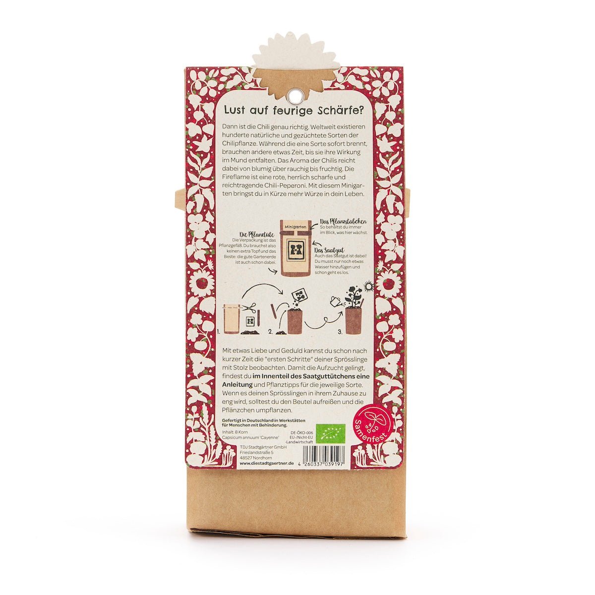 Anzuchtset – Minigarten BIO-Chili - Wurzelwerk Design