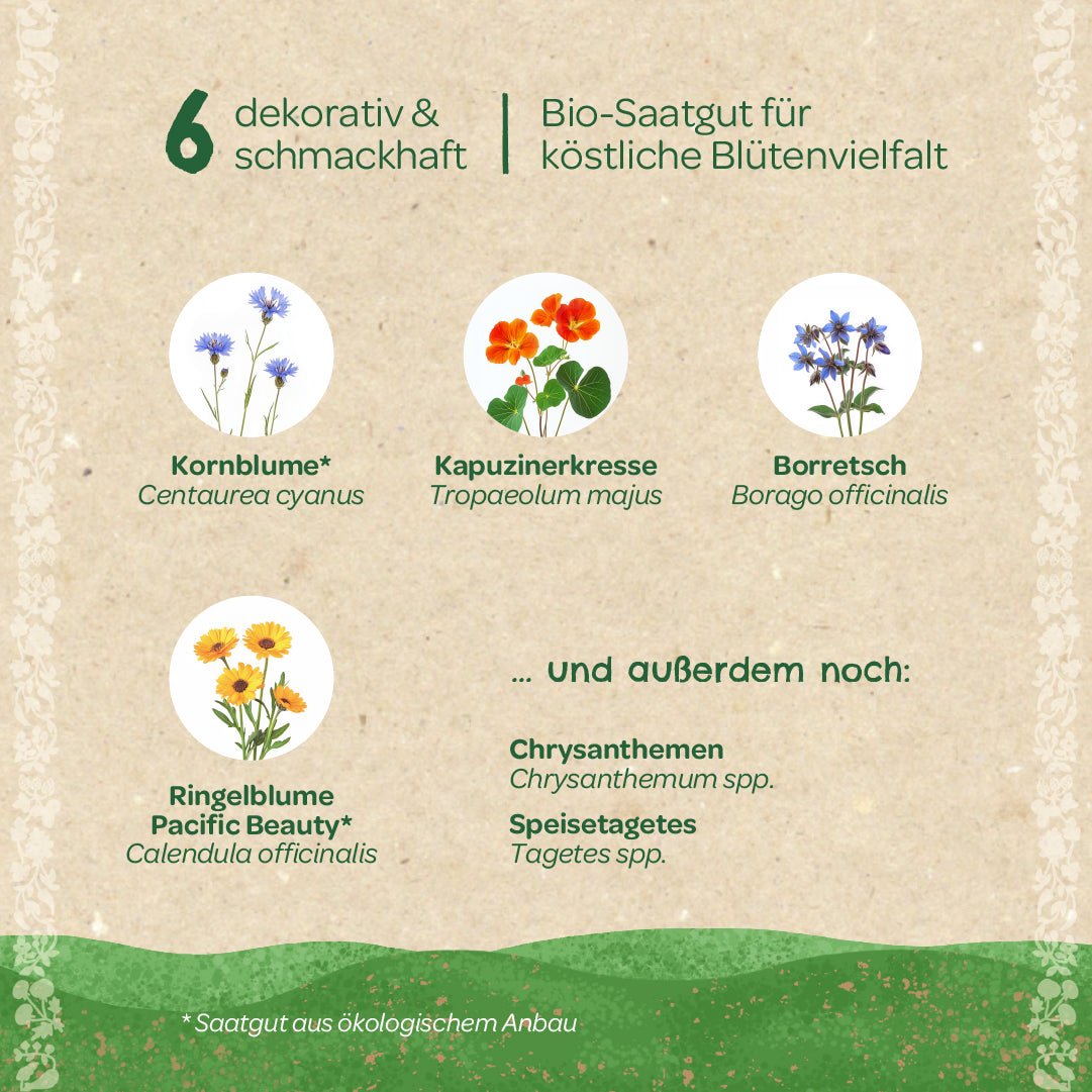 BIO-Saatgut-Set "Essbare Blüten" - Wurzelwerk Design