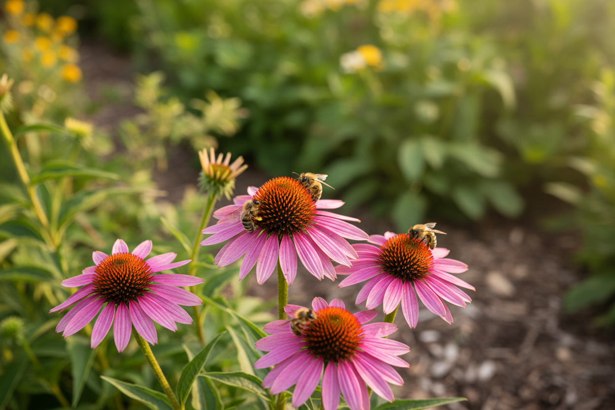 Echinacea: der Sonnenhut, der Beet und Bienen glücklich macht - Wurzelwerk Design