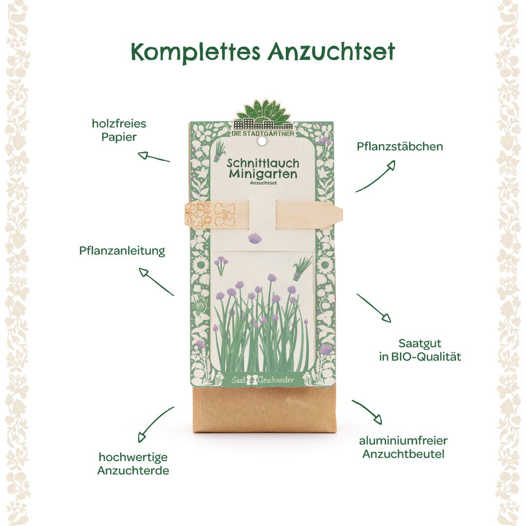 Anzuchtset – Minigarten BIO-Schnittlauch - Wurzelwerk Design
