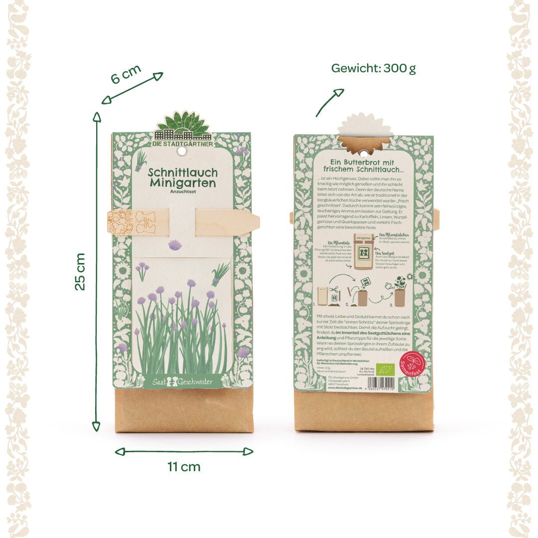 Anzuchtset – Minigarten BIO-Schnittlauch - Wurzelwerk Design