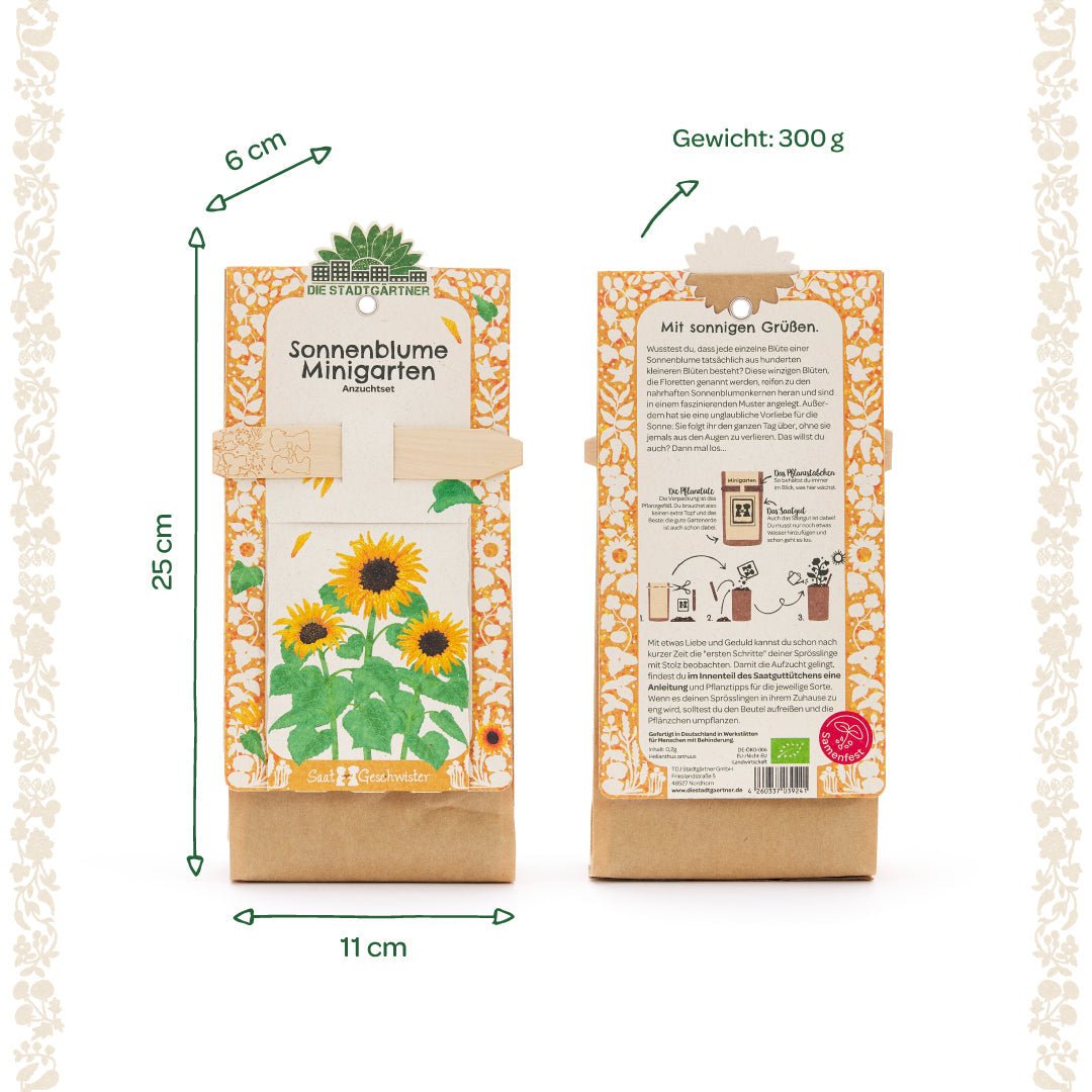Anzuchtset – Minigarten BIO-Sonnenblume - Wurzelwerk Design