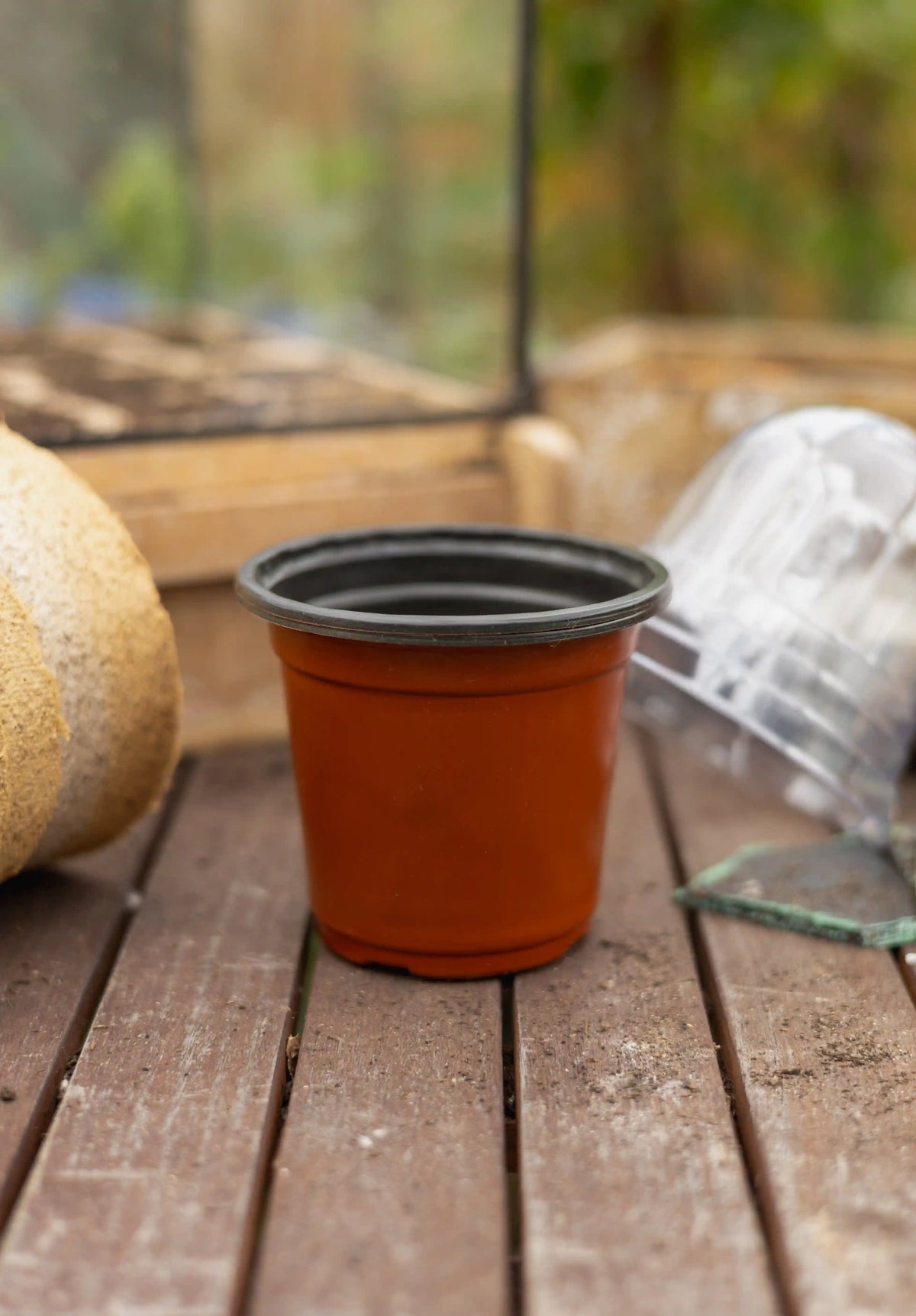 Fünf Kunststoff-Pflanztöpfe mit Belüftung von Semenlina, geeignet für Pflanzenzucht und Garten.