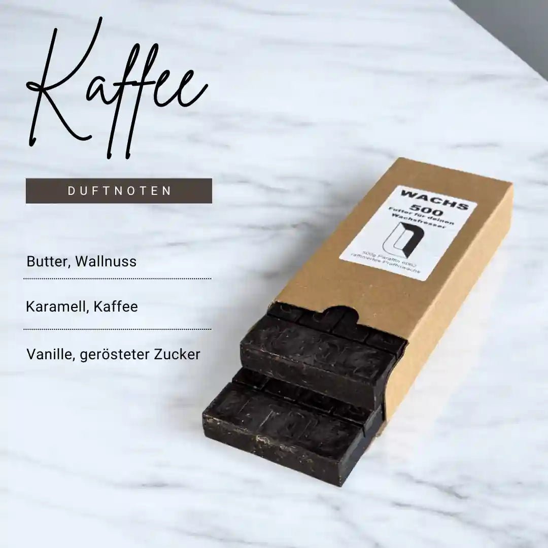 Nachfüllwachs "Schokoladentafel" von Manubeton mit Kaffee-Duftnoten, 500g, in schokoladiger Wachsform.