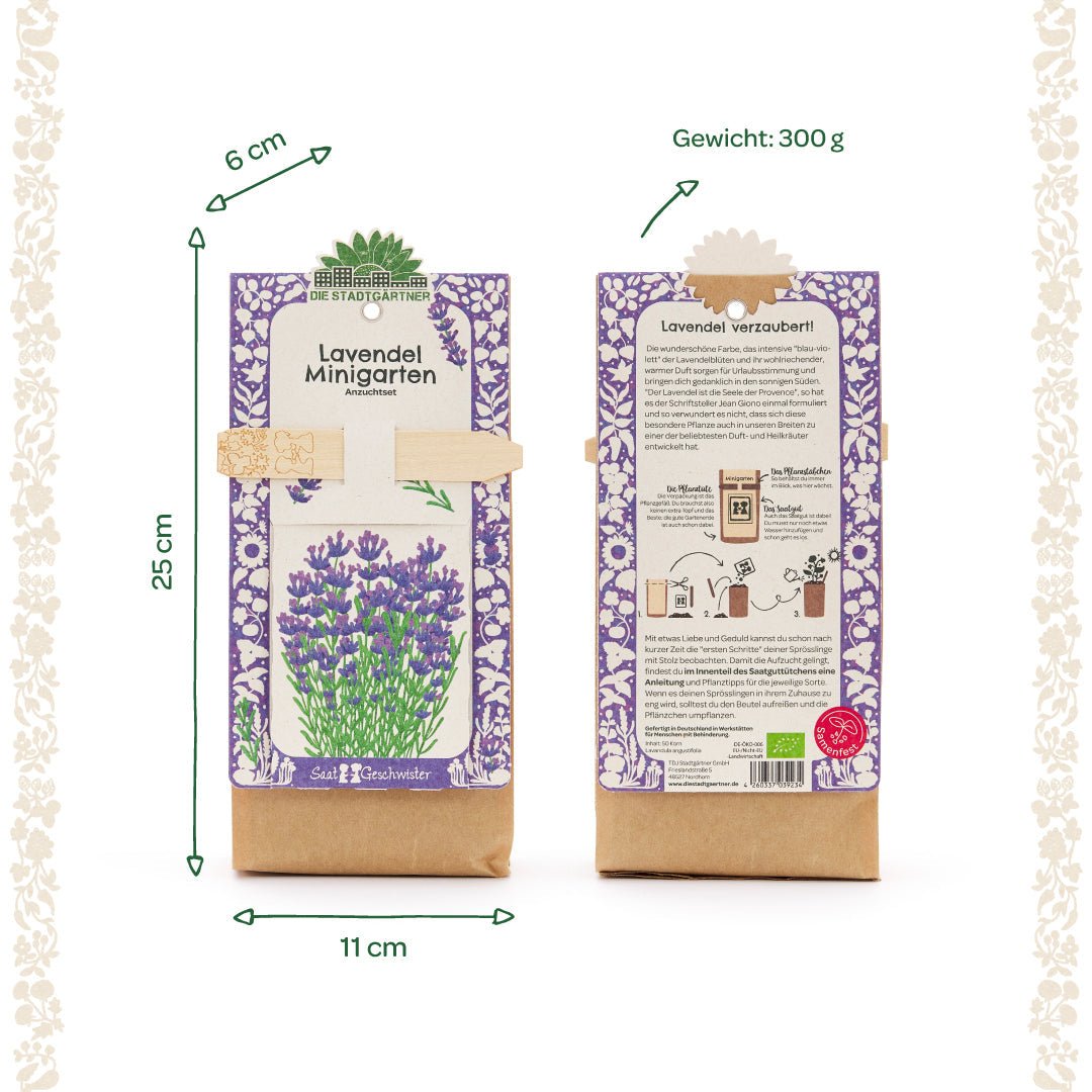 Anzuchtset – Minigarten BIO-Lavendel - Wurzelwerk Design