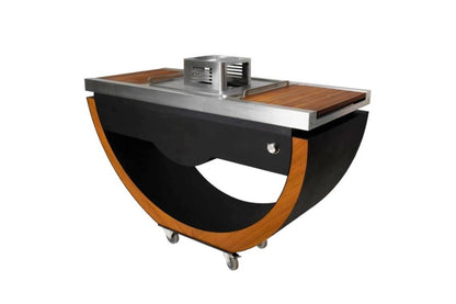 NARIE Outdoor-Küche aus Edelstahl und Holz mit Plancha – Frontansicht