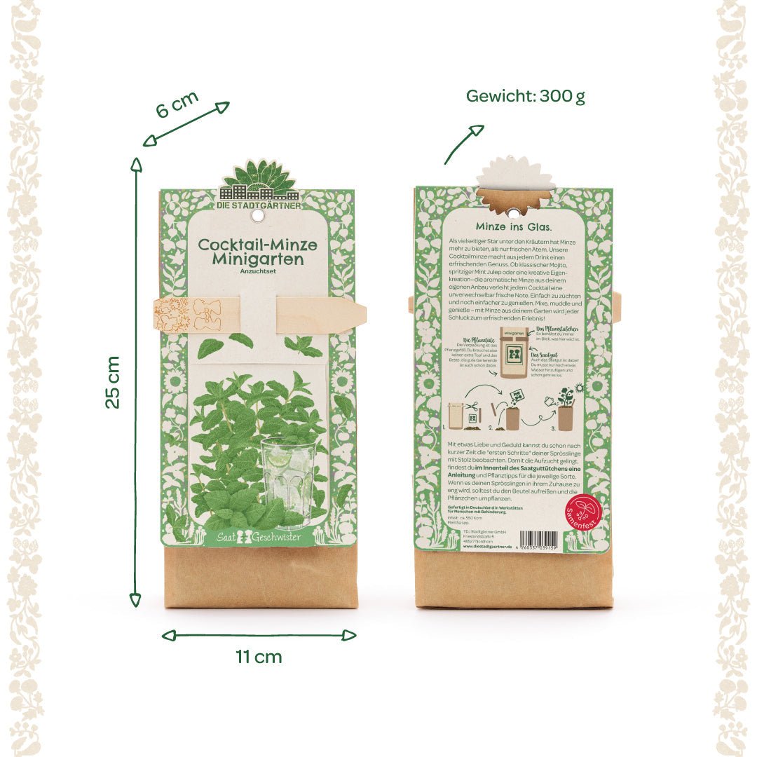 Anzuchtset – Minigarten Cocktail Minze - Wurzelwerk Design