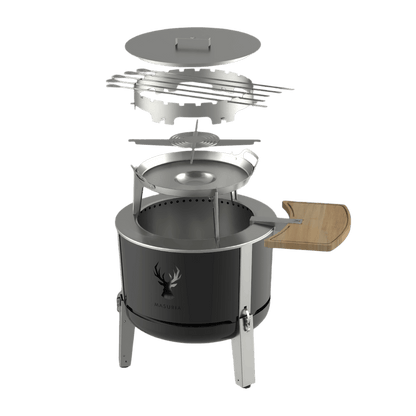 ALPHA 600 Set – rauchfreie Feuerschale mit Plancha, Grillrost &amp; Deckel – online kaufen - Wurzelwerk Design