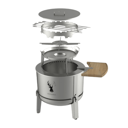 ALPHA 600 Set – rauchfreie Feuerschale mit Plancha, Grillrost &amp; Deckel – online kaufen - Wurzelwerk Design