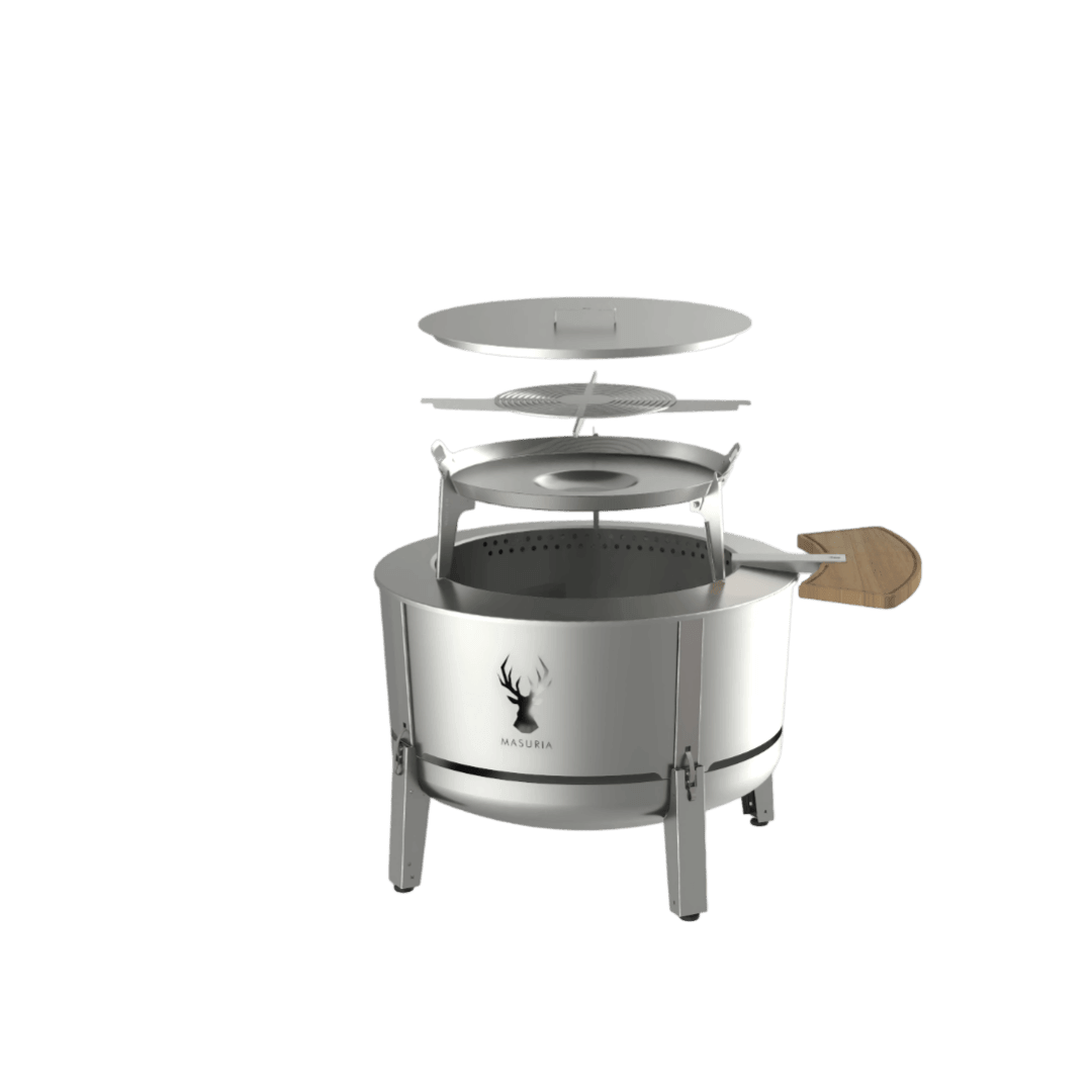 ALPHA 800 Set – große rauchfreie Feuerschale mit Plancha &amp; Grillrost – online kaufen - Wurzelwerk Design
