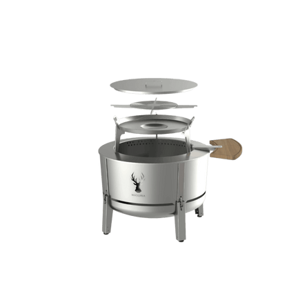 ALPHA 800 Set – große rauchfreie Feuerschale mit Plancha &amp; Grillrost – online kaufen - Wurzelwerk Design