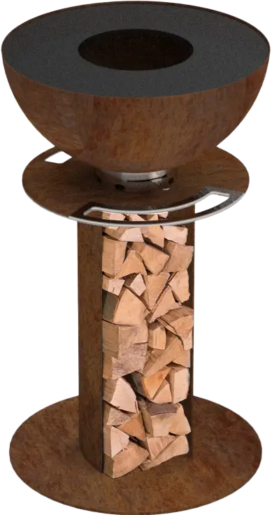 STILO Holzgrill mit Holzlager in Corten