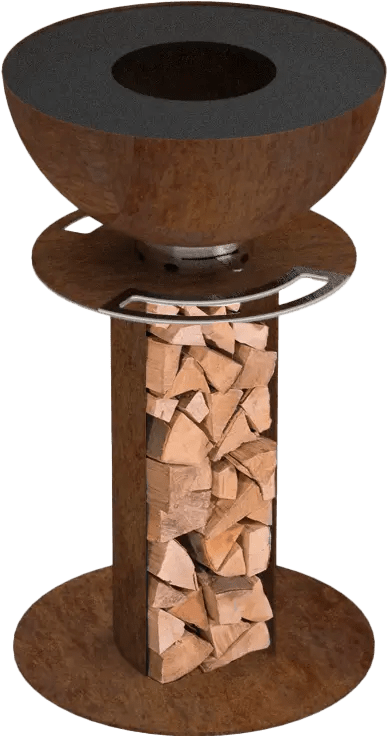 STILO Holzgrill mit Holzlager in Corten
