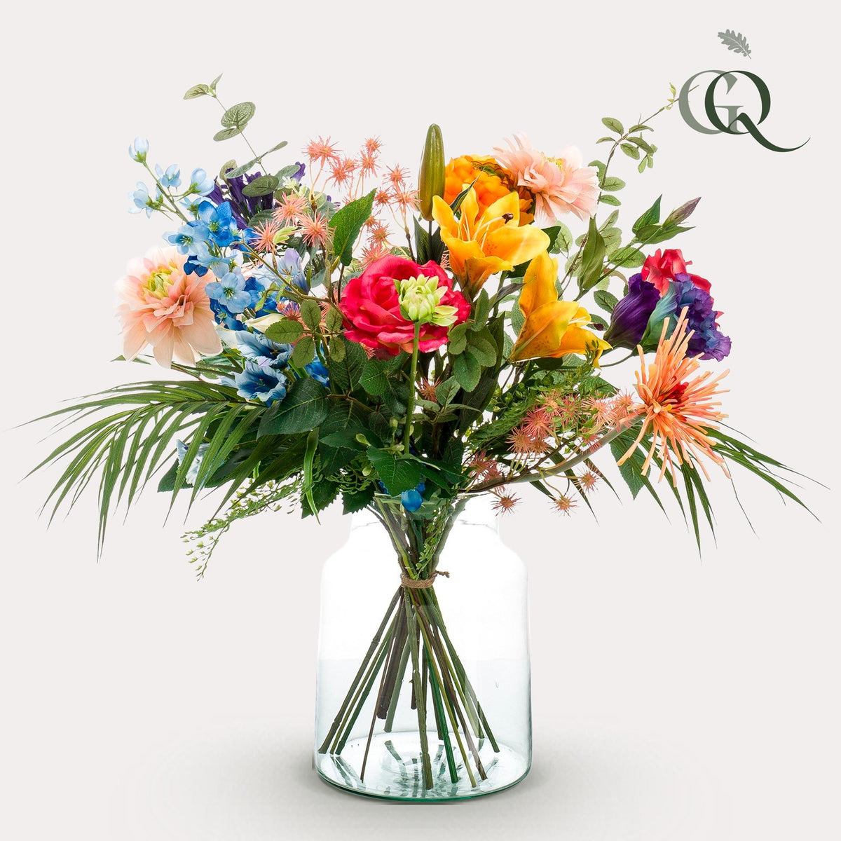 Kunstblumenstrauß M „Pretty Powerful“ von Everspring, 67 cm hoher künstlicher Blumenstrauß, bunte und realistische Blüten in Nahaufnahme