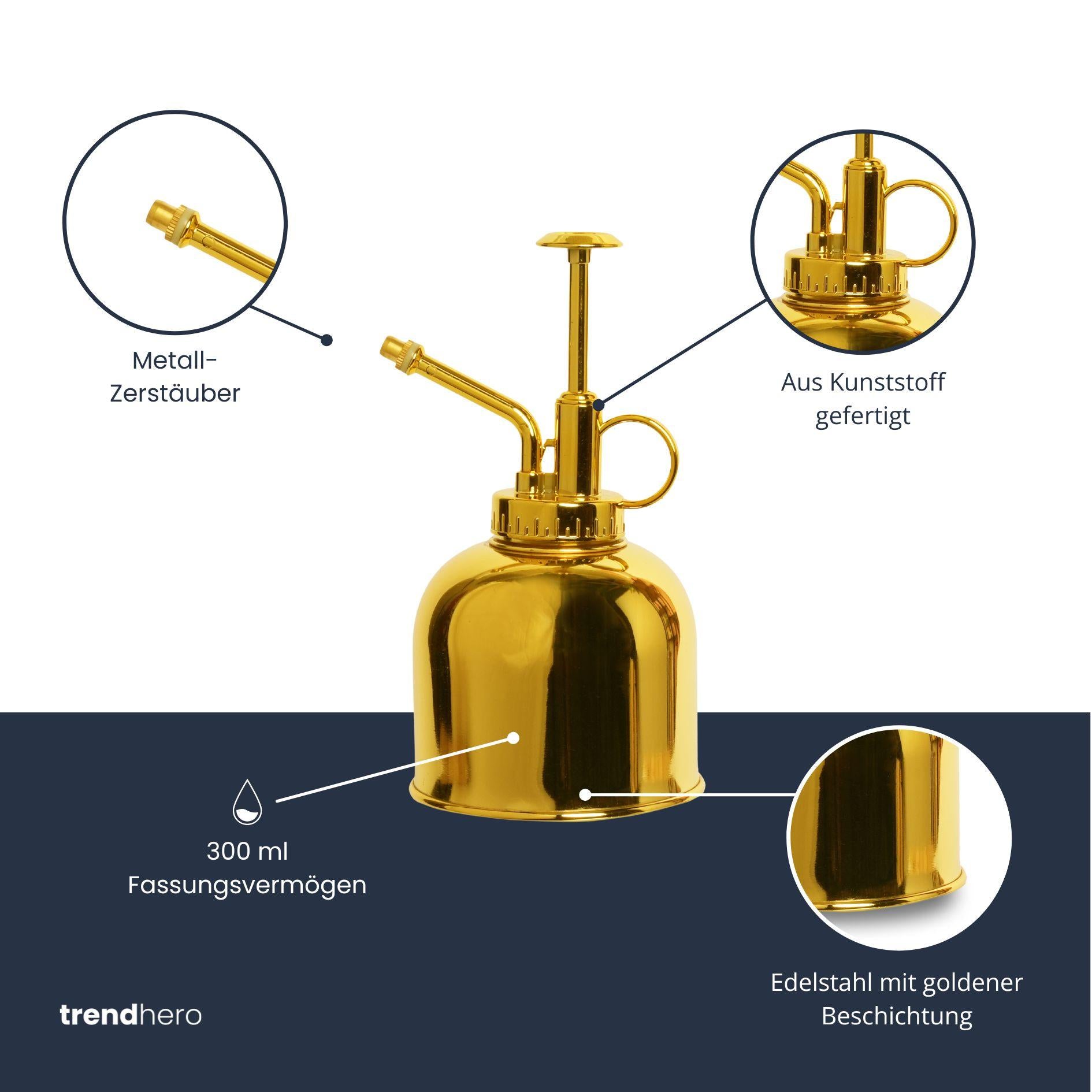 Pflanzensprüher – Edelstahl Gold – 300 ml – Hochwertige Sprühflasche für  Zimmerpflanzen
