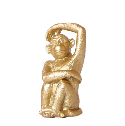 Deko - Skulptur Sitzender Affe - Gold - Wurzelwerk Design