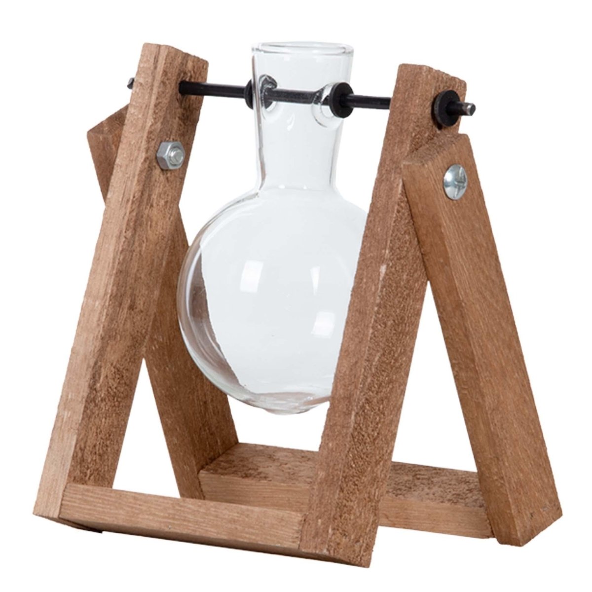 Stecklingsständer 1 Glasvase | Hydrokultur Anzuchtstation Holz – 13,6 × 6,5 × 14,5 cm - Wurzelwerk Design