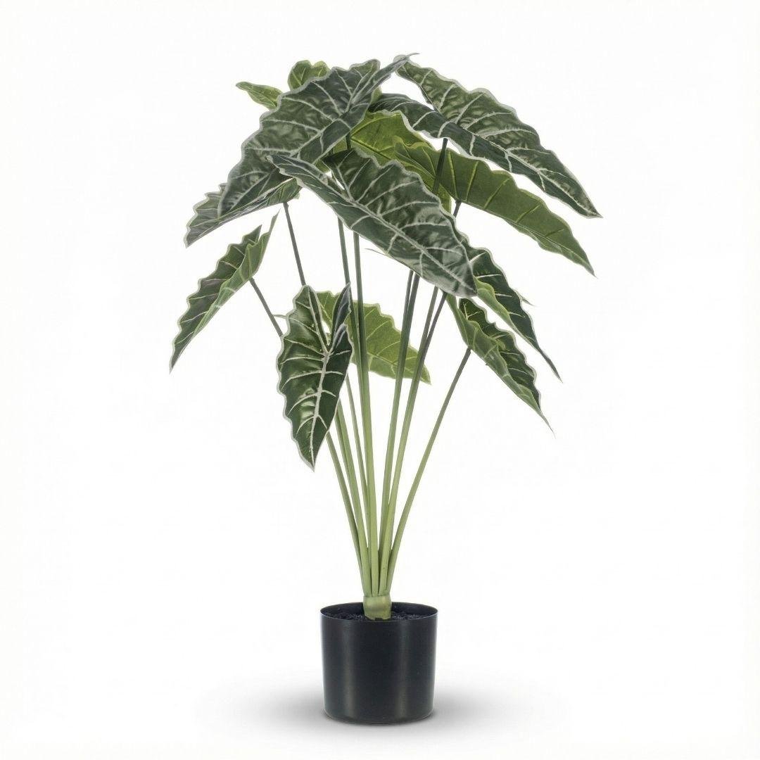 Kunstpflanze Alocasia von Everspring, 80 cm hohesynthetische Pflanze mit großen grünen Blättern, für dekorative Raumgestaltung.