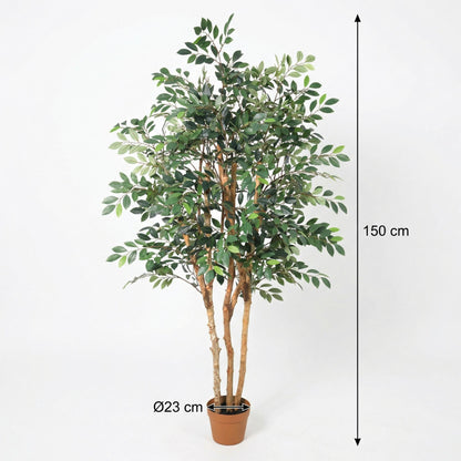 Künstlicher Ficus Exotica Pflanze von Everspring, 150 cm hoch, mit grünen Blättern, dekorativ für Innenräume.