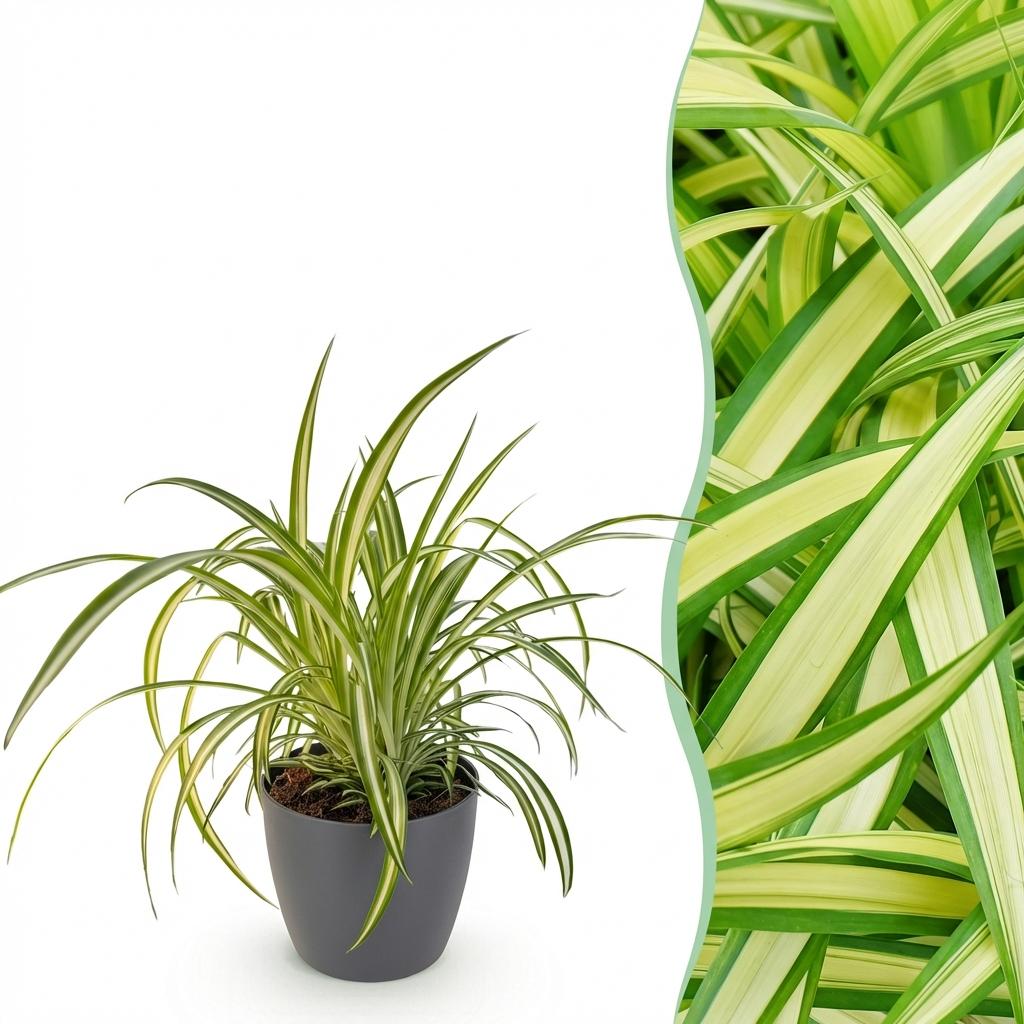 Graslilie Variegatum kaufen | Chlorophytum comosum – haustierfreundlich, Topf Ø 12 cm - Wurzelwerk Design