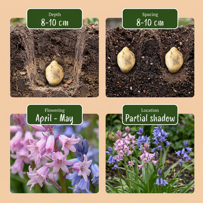 Spanisches Hasenglöckchen – Hyacinthoides hispanica online kaufen | 40 bis 320 Blumenzwiebeln, schattenverträglich – Wurzelwerk Design