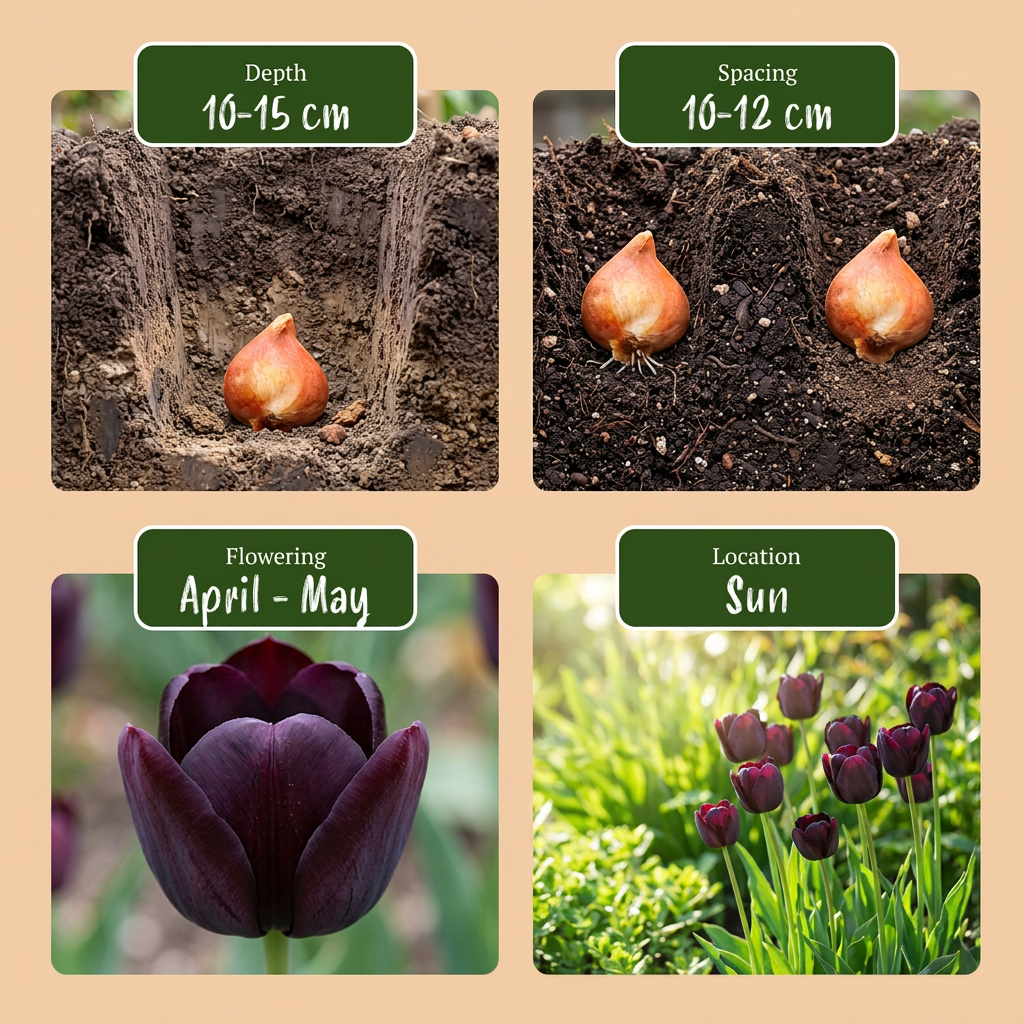 Triumph-Tulpe Dunkelviolett – Tulipa online kaufen | 24 bis 96 Blumenzwiebeln, fast schwarz &amp; elegant – Wurzelwerk Design
