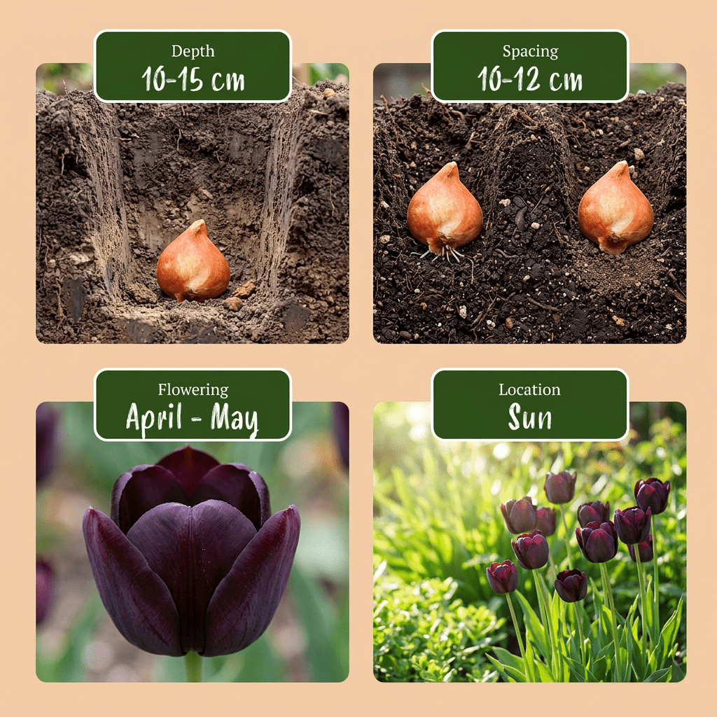Triumph-Tulpe Dunkelviolett – Tulipa online kaufen | 24 bis 96 Blumenzwiebeln, fast schwarz &amp; elegant – Wurzelwerk Design - Wurzelwerk Design