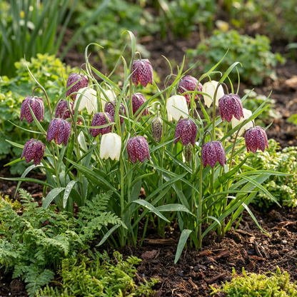 Schachbrettblume – Fritillaria meleagris online kaufen | 60 bis 240 Blumenzwiebeln, gemustert &amp; für feuchte Wiesen – Wurzelwerk Design