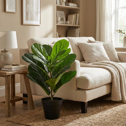 Künstliche Ficus lyrata (Geigenfeige) von Everspring, 150 cm hoch, detailreiche Blätter, realistische Pflanzen-Deko für Zuhause