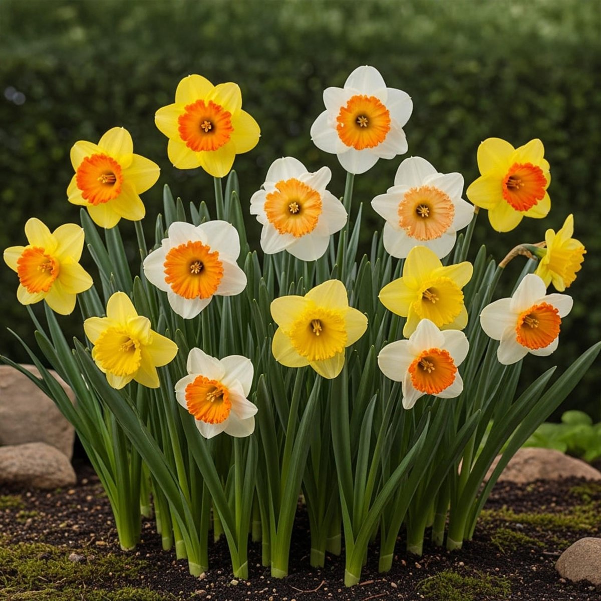 Blumenzwiebeln Narzisse Large Cupped Mix | 15 Stück Gelb &amp; Weiß – Zwiebelgröße 12/14 – XXL Pack - Wurzelwerk Design