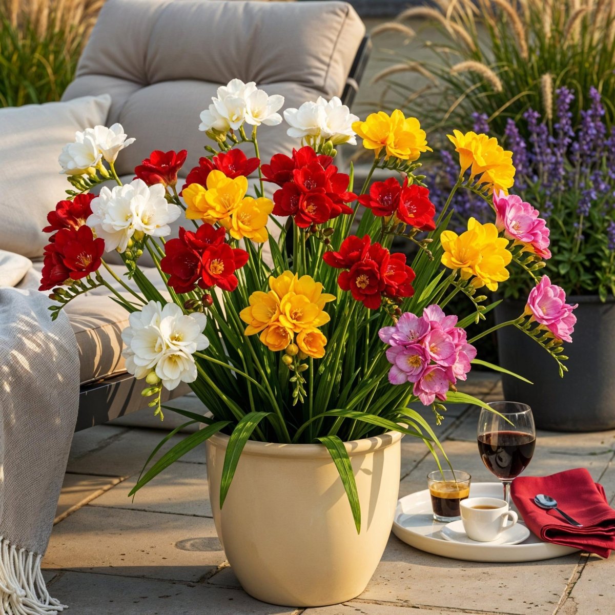 Blumenzwiebeln Freesia Double Mix | 40 Stück Farbenmix – Zwiebelgröße 5/6 – XXL Pack - Wurzelwerk Design
