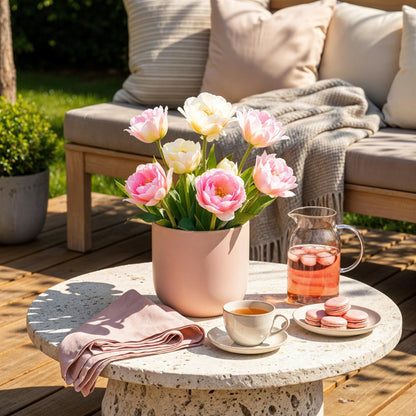 Tulpe Double Sensation - Farbe Weiß und Rosa - 12 Stück - Zwiebelgröße 11/12 - XXL Pack