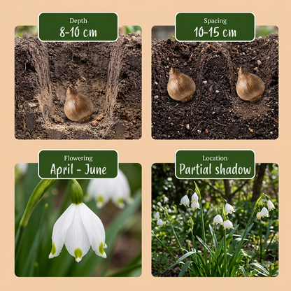 Sommer-Knotenblume – Leucojum aestivum online kaufen | 40 bis 320 Blumenzwiebeln, weiß &amp; für feuchte Standorte – Wurzelwerk Design