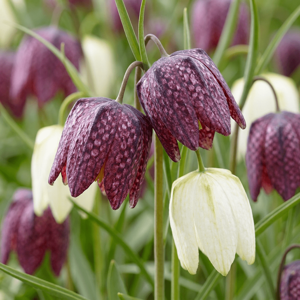 Schachbrettblume – Fritillaria meleagris online kaufen | 60 bis 240 Blumenzwiebeln, gemustert &amp; für feuchte Wiesen – Wurzelwerk Design - Wurzelwerk Design