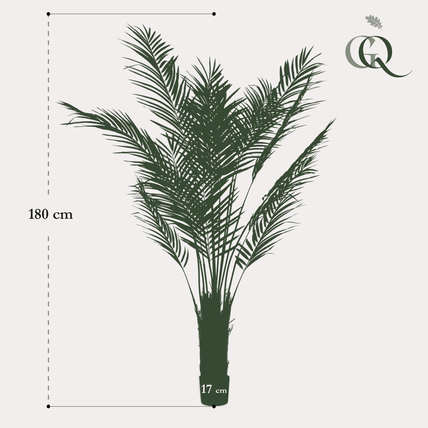 Kunstpflanze Areca lutescens Goldpalme, 180 cm hoch im Topf als pflegeleichte Dekopalme für Innenräume