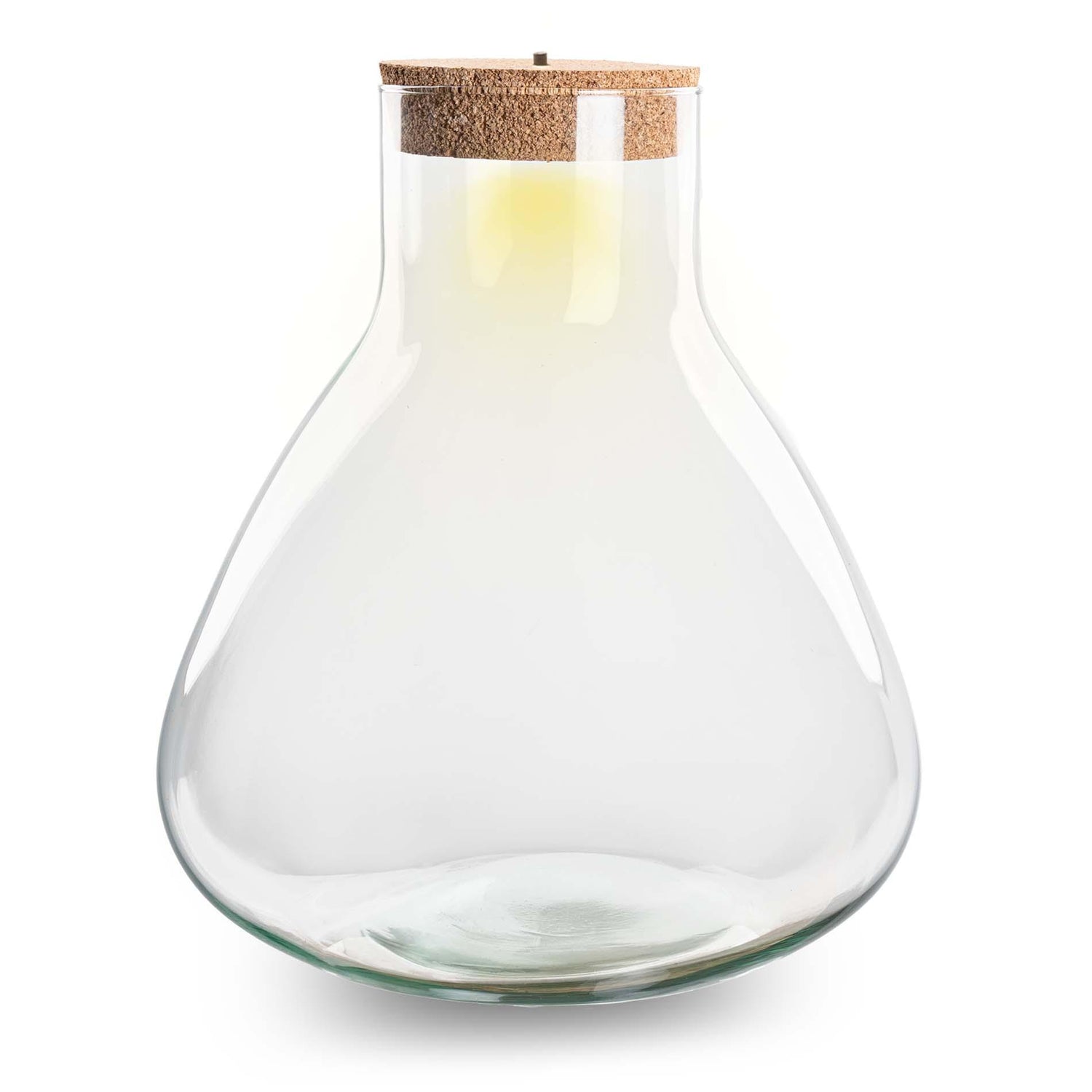 Everspring Terrariumflasche Sam XL mit Beleuchtung, Ø 30 cm und 32 cm hoch, stilvolles Standard-Design für Pflanzen.