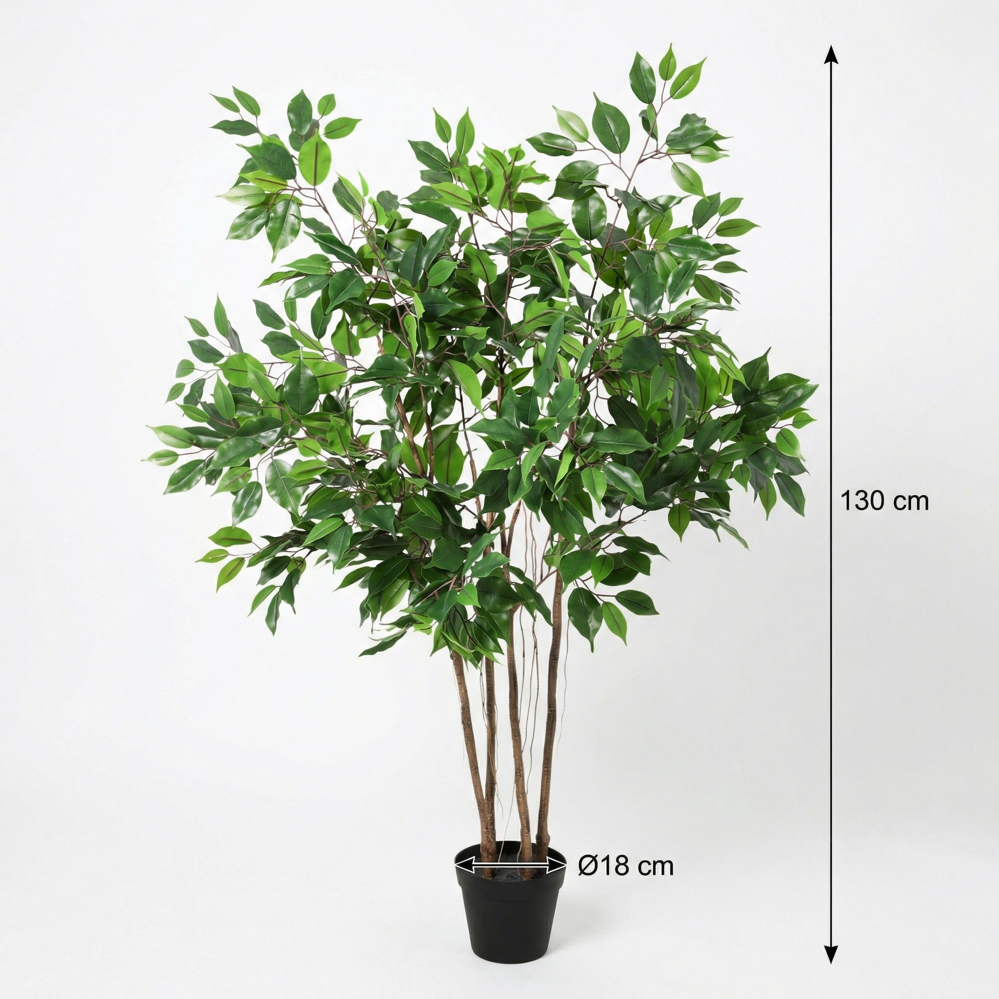 Künstlicher Ficus benjamina Pflanze von Everspring, 128 cm hoch, mit grünen Blättern und realistischer Optik in Top-Qualität