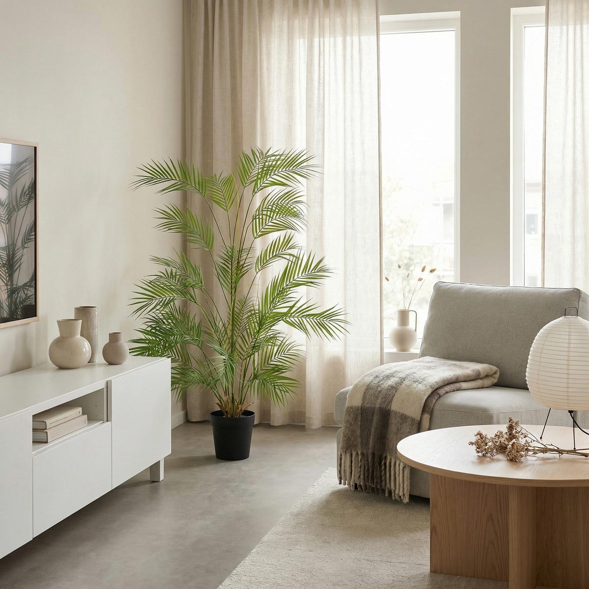 Kunstpflanze Areca Palme von Everspring, 122 cm oder 190 cm, detailreiche, grüne künstliche Palme für Dekor und Raumgestaltung
