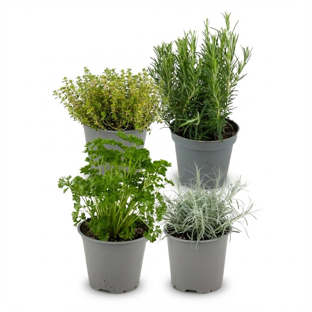 Everspring italienische Kräutermischung Pflanzen, 4 Stück, Ø 12 cm, Höhe 12-15 cm, grüne Kräuterpflanzen auf Thumbnail