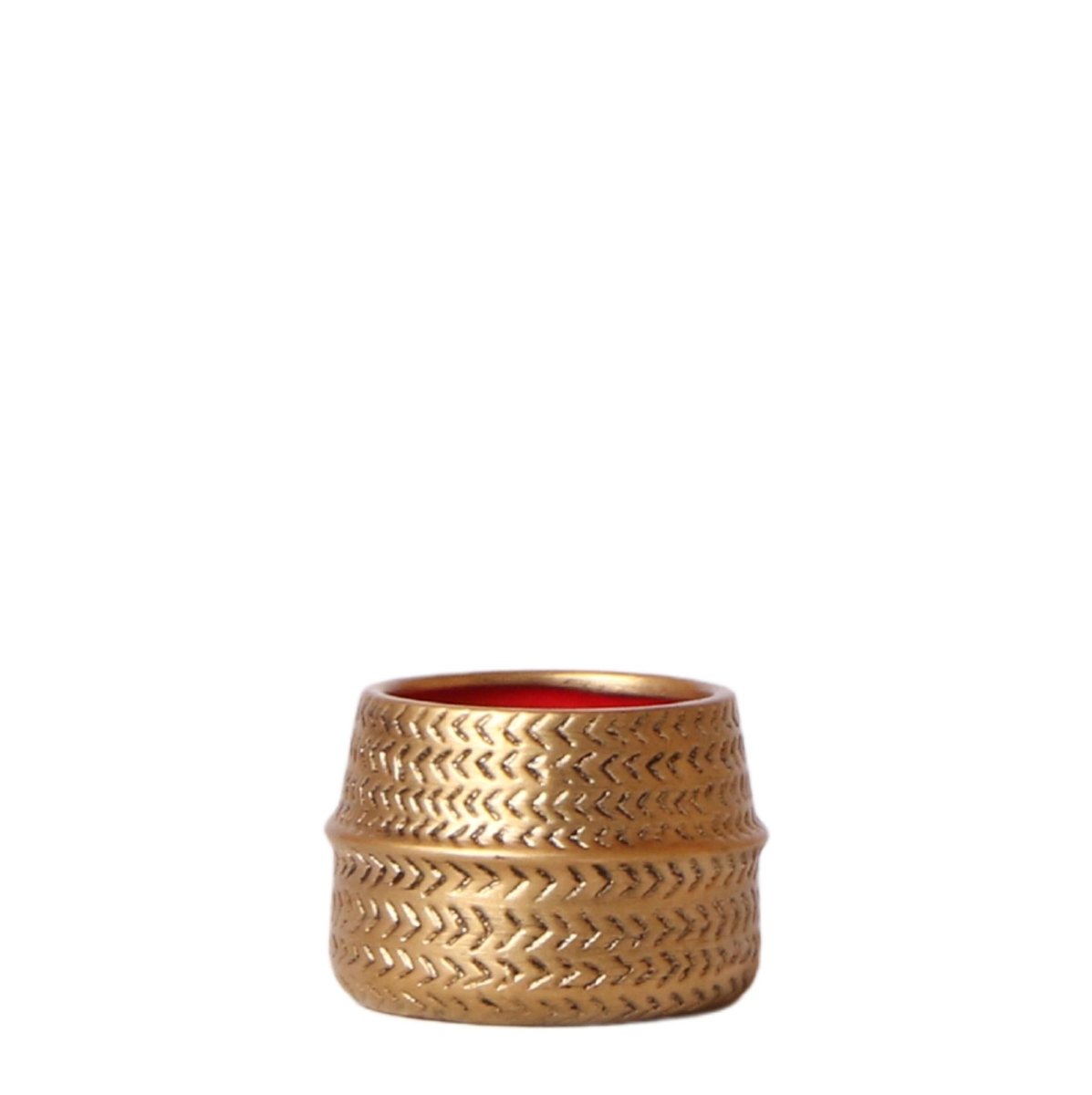Groove Blumentopf - Goldener Keramik - Topf - Ø 6 cm - Wurzelwerk Design