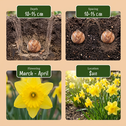Gelbe Narzisse – Narcissus online kaufen | 70 bis 560 Blumenzwiebeln, klassisch goldgelb – Wurzelwerk Design