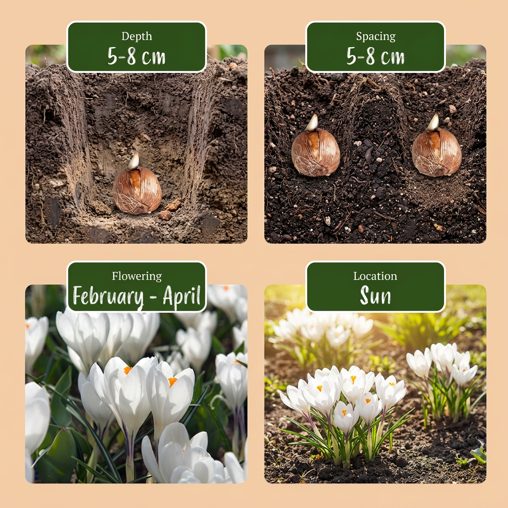 Krokus Weiß – Crocus online kaufen | 60 bis 240 Blumenzwiebeln, großblütig &amp; reinweiß – Wurzelwerk Design