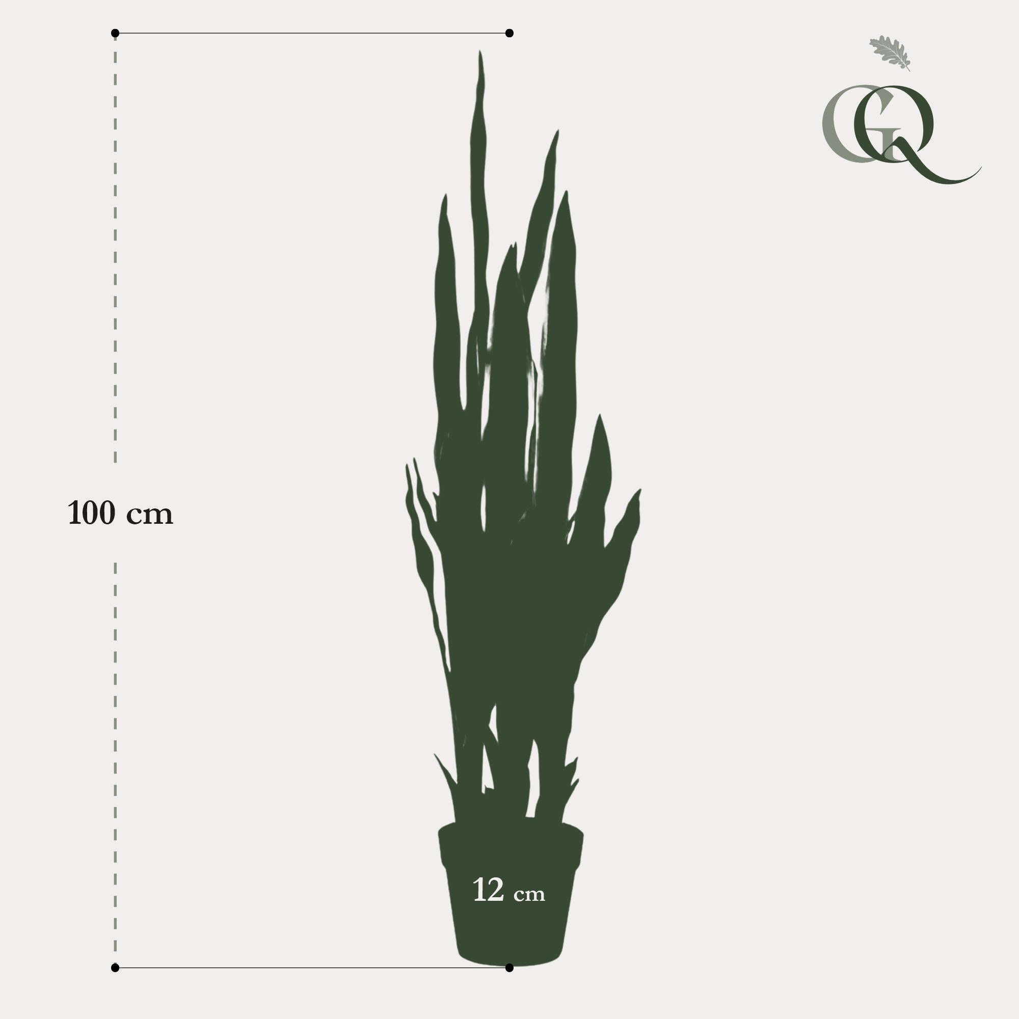 Kunstpflanze Sansevieria trifasciata (Frauenzunge) von Everspring, 97 cm hohe grüne Pflanze mit langen Blättern.