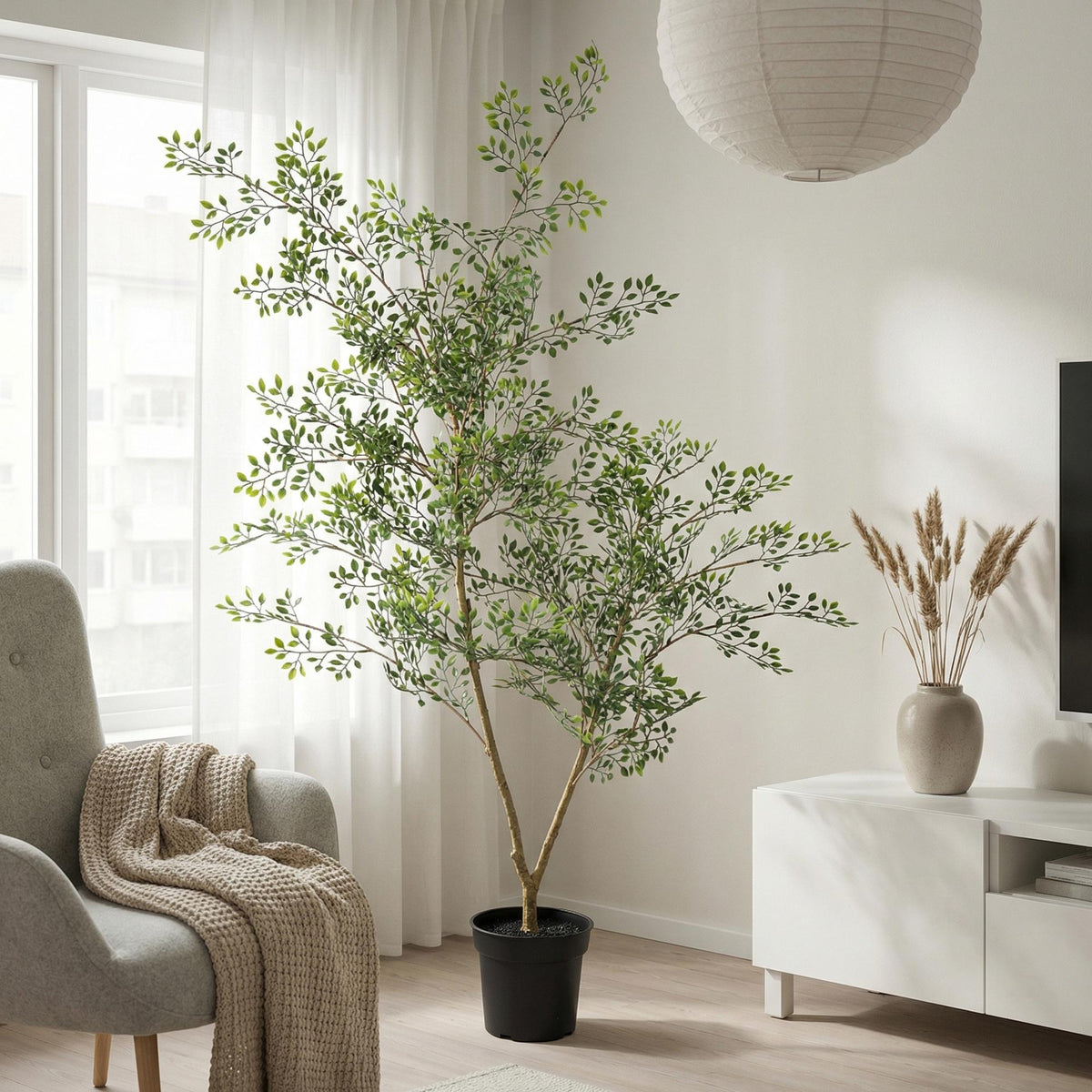 Everspring Kunstpflanze Bucida in drei Größen (71cm, 165cm, 200cm), grüner Pflanzenstrauch für Dekorationen