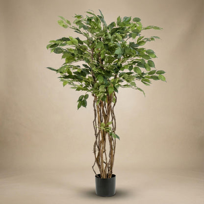 Künstlicher Ficus Liana Baum, 140cm, Everspring, mit grünen Blättern, realistische Pflanzen-Dekoration für Innenräume