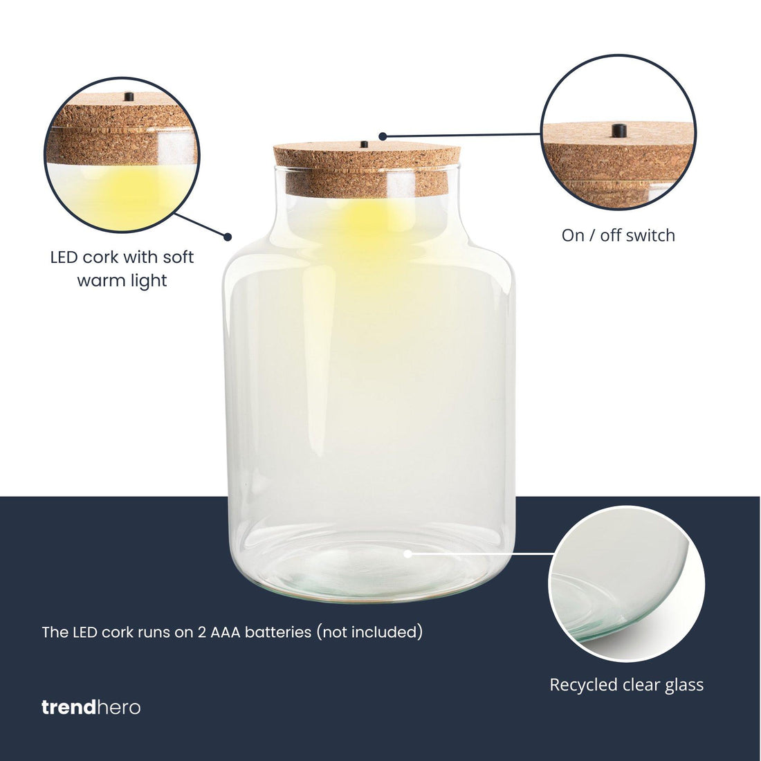 Kleine milchige Terrarienflasche mit Korken - Geschlossenes großes Terrarium ↑ 24,5 cm