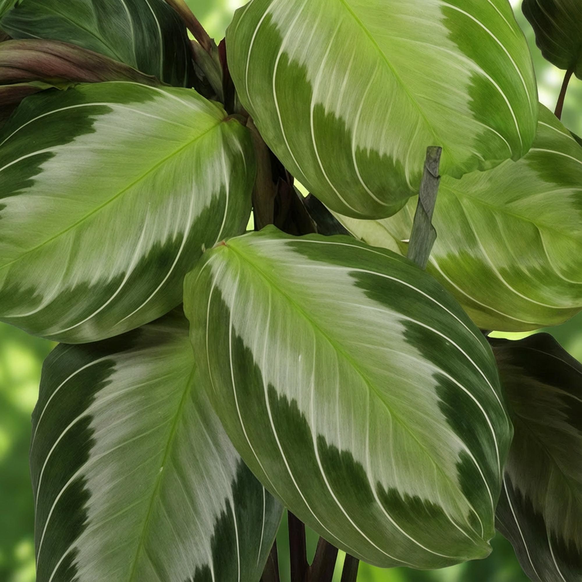 Everspring Maranta Fascinator Silverband Gebetspflanze, 25cm hoch, in 12cm Topf, grüne Blätter, Zimmerpflanze